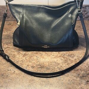 Coach Black Pebble Leather Shoulder Bag with Gold Hardware